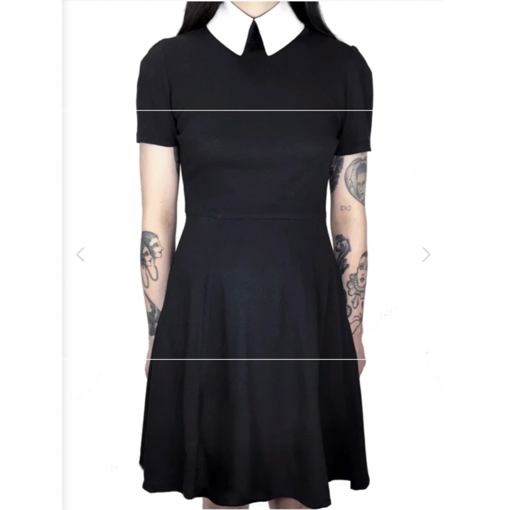 Deandri Minnie Dress Short Sleeve Black Jersey with White Collar 5XL